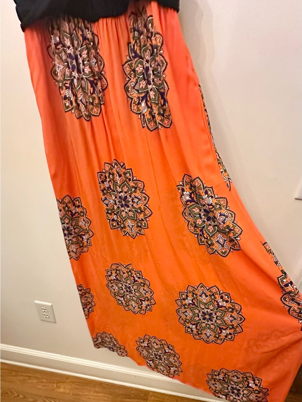 Orange Printed Maxi Dress - Lightweight Women's Boho Style - Picture 3 of 5